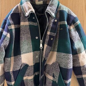 YoungLA Men’s Small Plaid Jacket Green and Blue